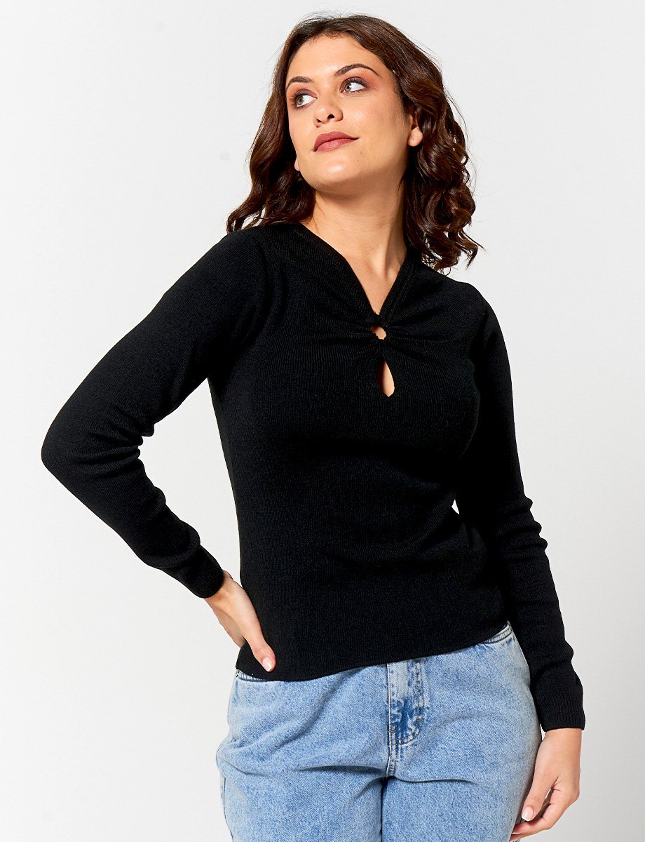 Sweater Acanalado Negro