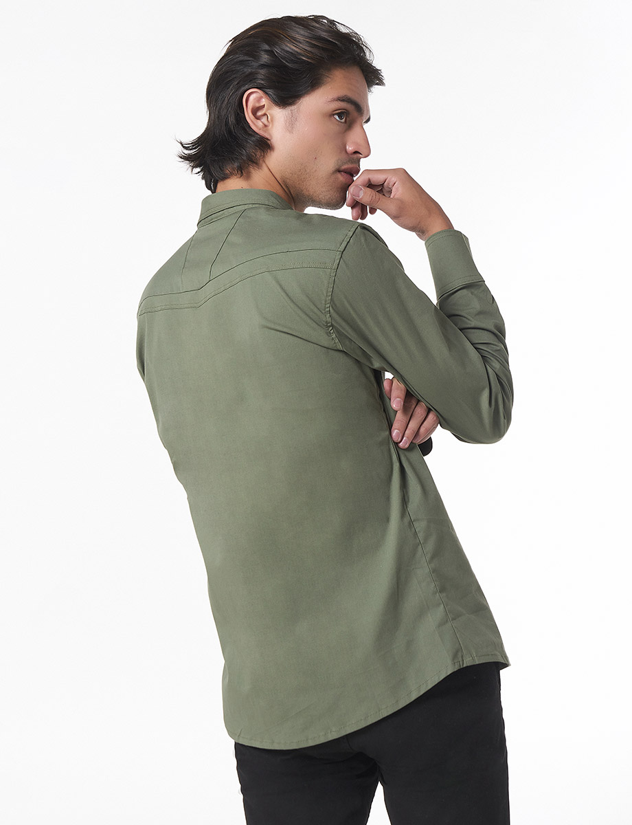 Camisa Manga Larga Verde Oliva