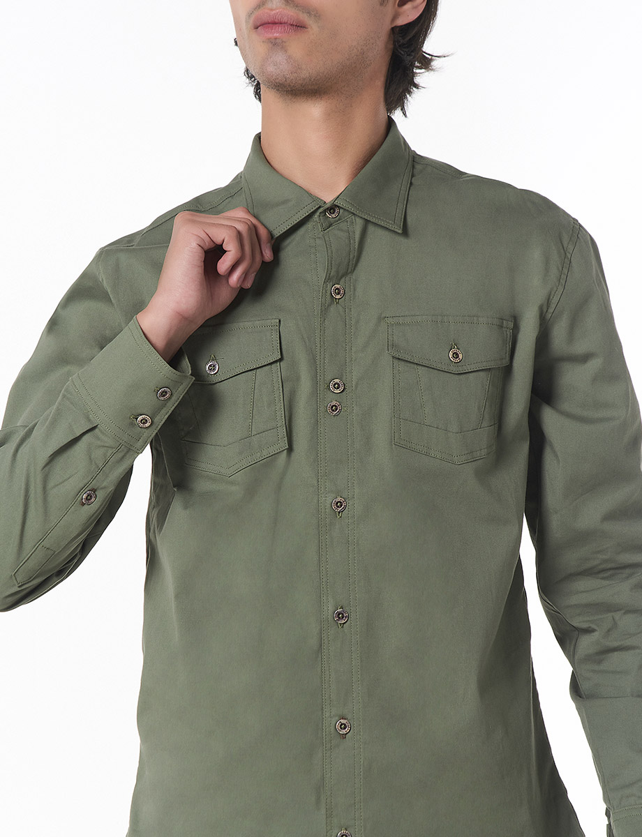 Camisa Manga Larga Verde Oliva