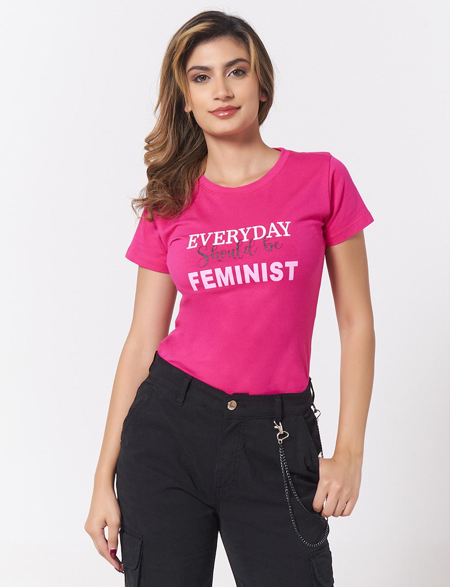 Camiseta Feminist Fucsia