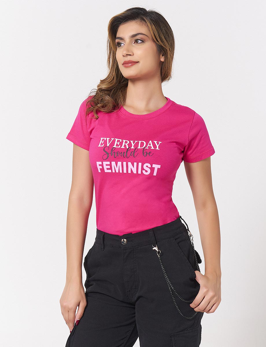 Camiseta Feminist Fucsia