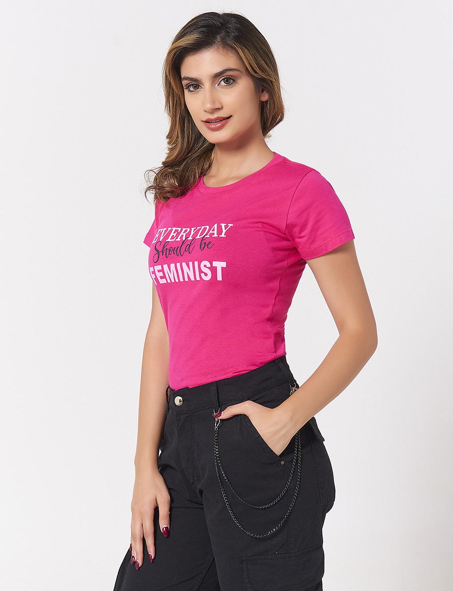 Camiseta Feminist Fucsia