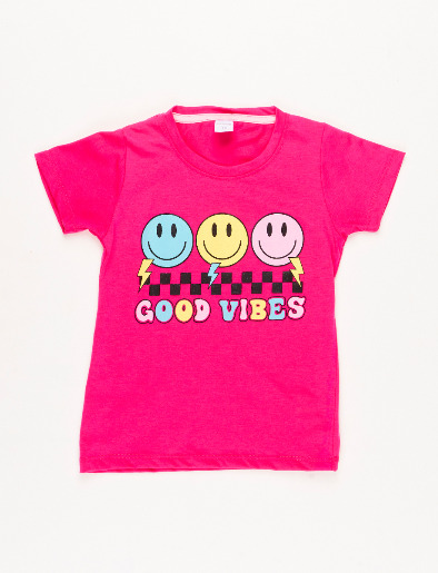 Camiseta Good Vibes Fucsia