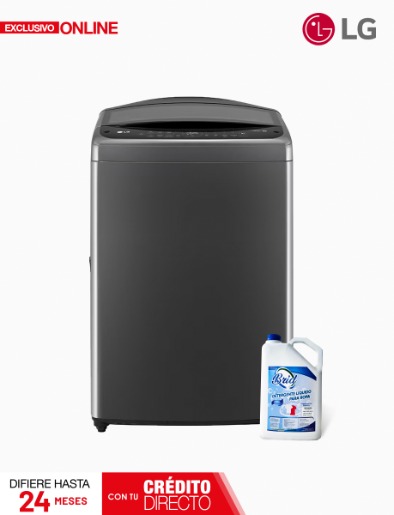 Lavadora Carga Superior 19KG Negro + Detergente | LG