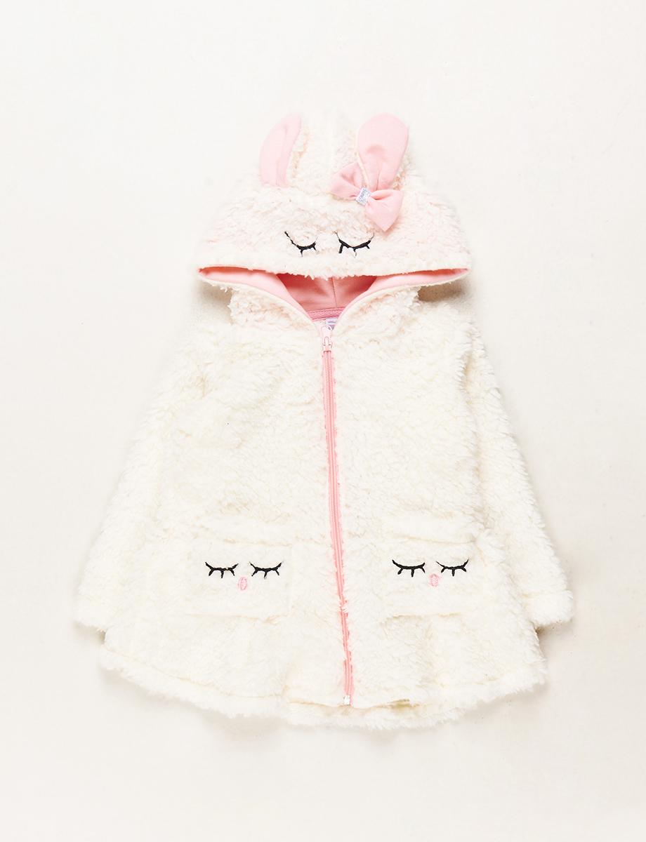Abrigo Peluche Ojitos Blanco