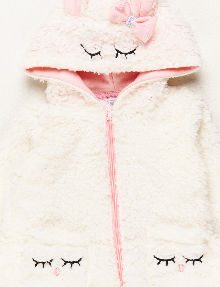 Abrigo Peluche Ojitos Blanco