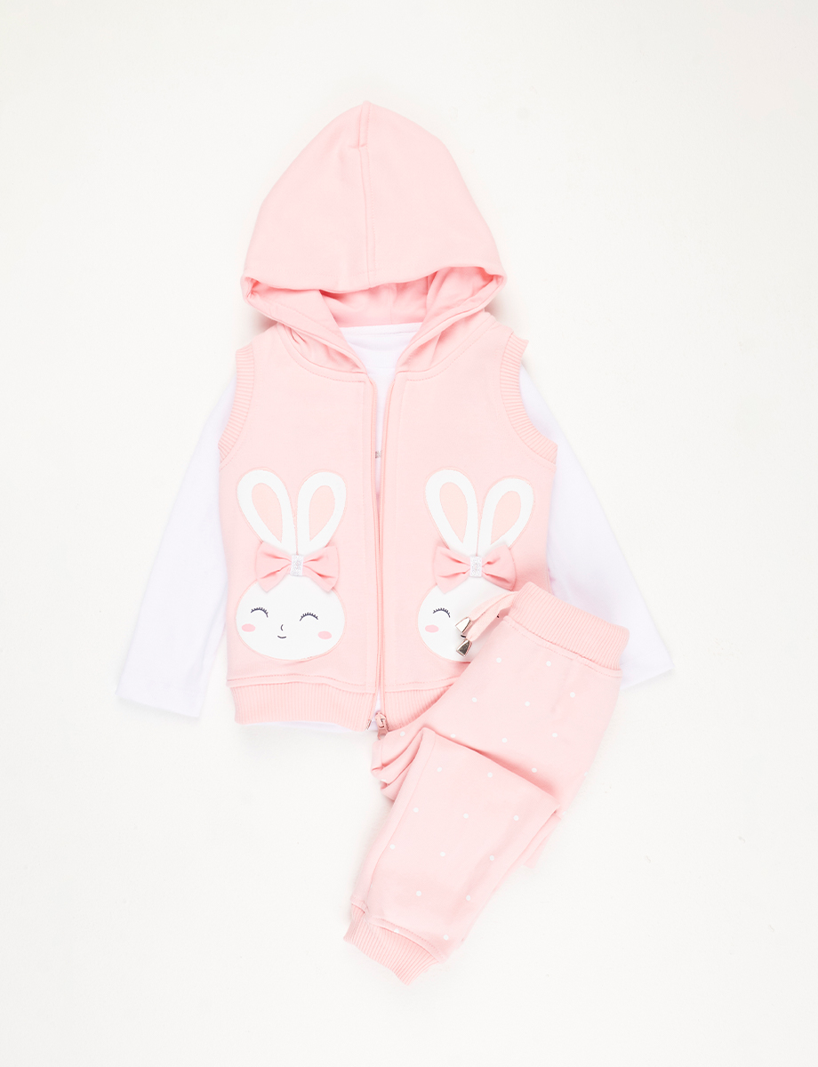 Conjunto Chaleco + Buzo + Pantalón Rosado