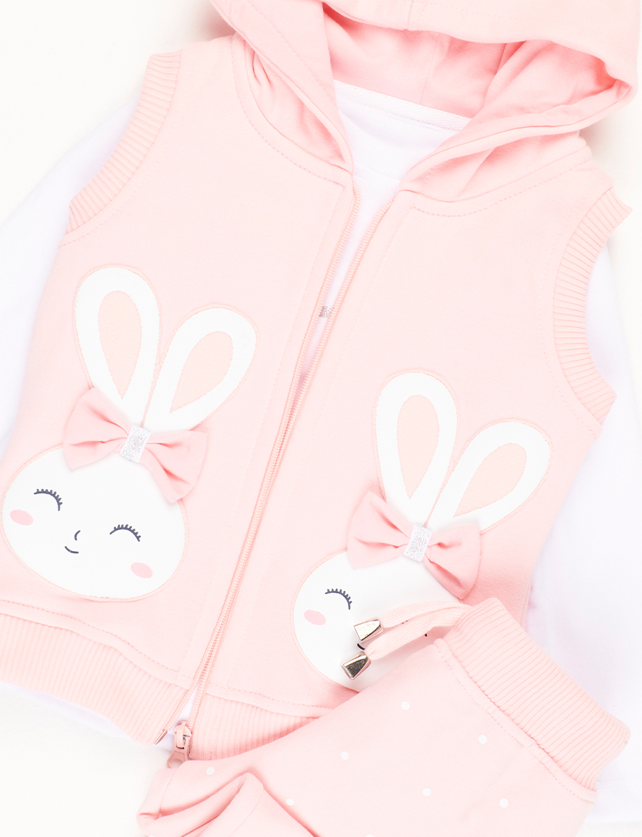 Conjunto Chaleco + Buzo + Pantalón Rosado