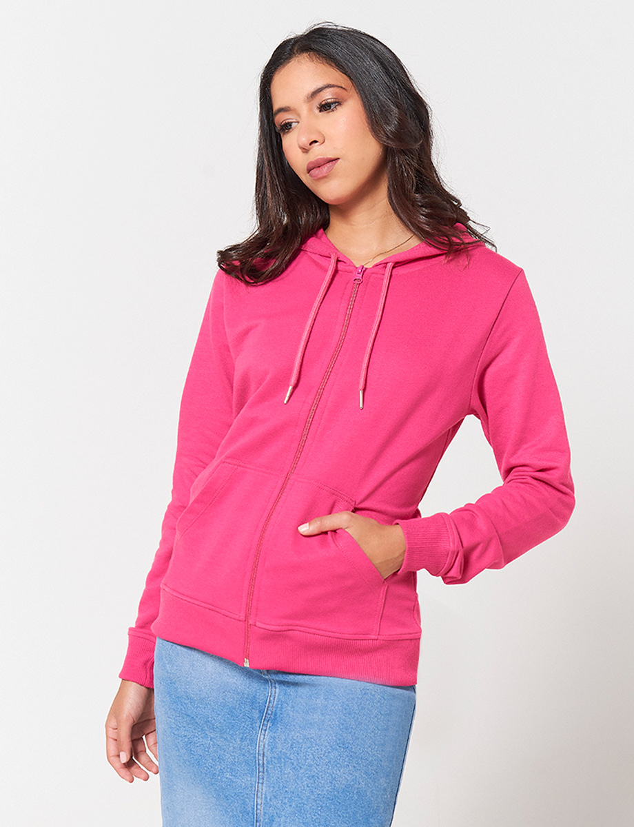 Chompa Básica con Capucha Fucsia