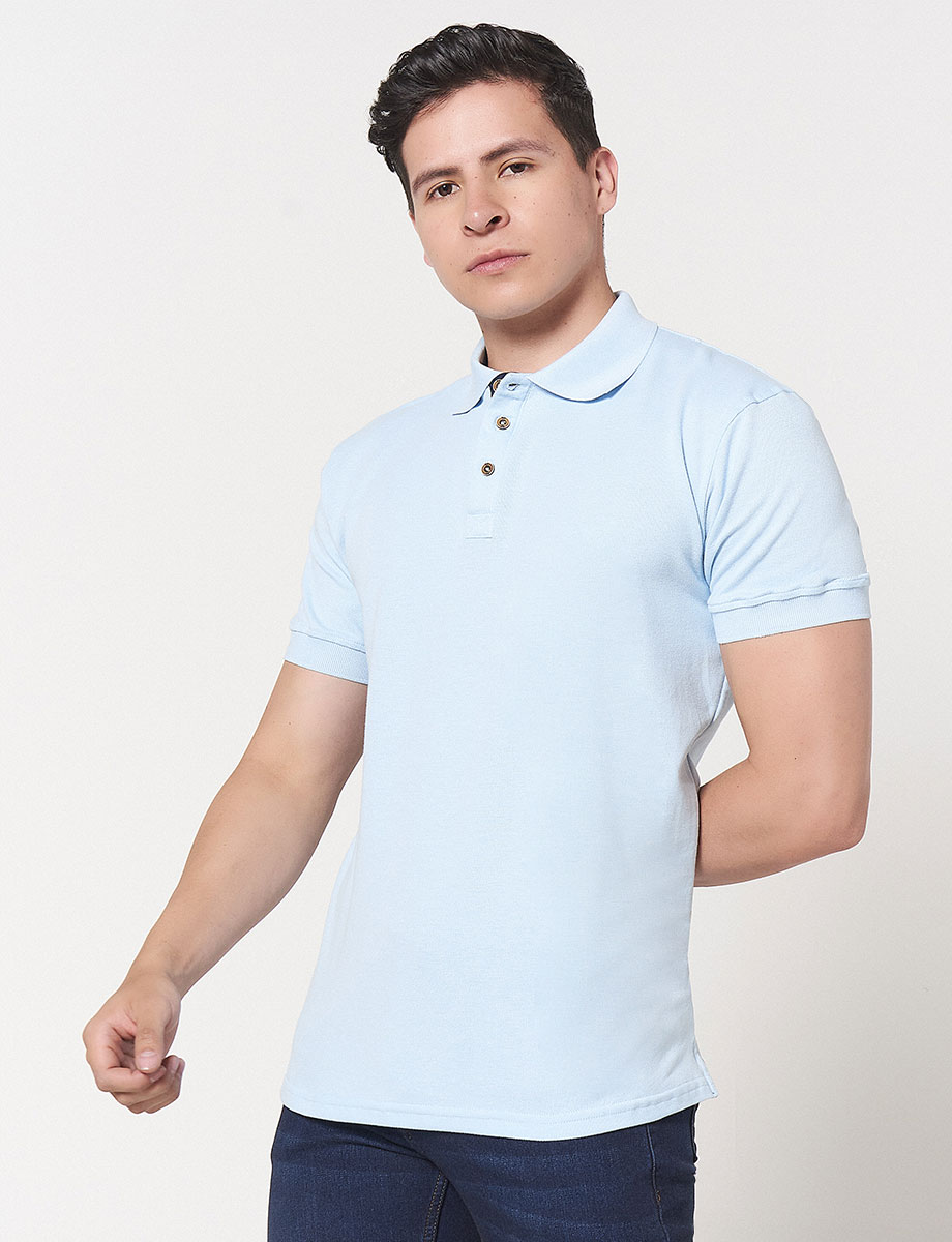 Camiseta Polo Celeste