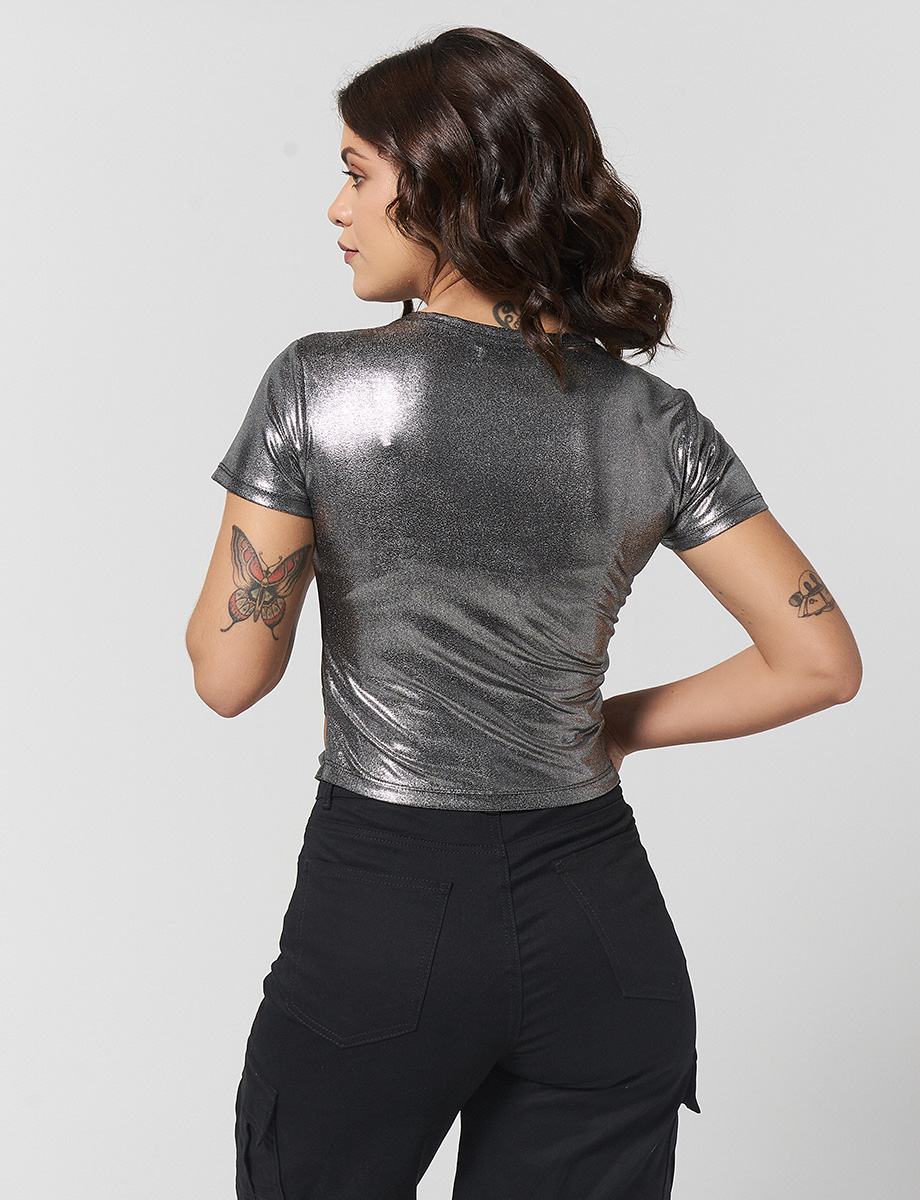 Camiseta Metalizado Plateado