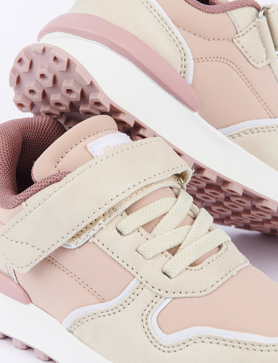 Sneaker con Cordones y Vecro Unicolor