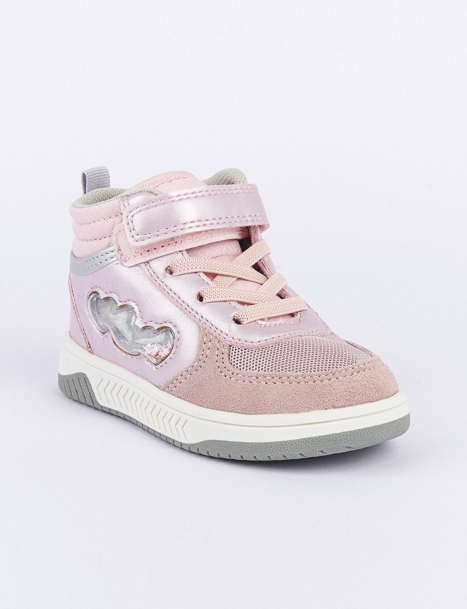 Botín con Cordones y Velcro Rosada