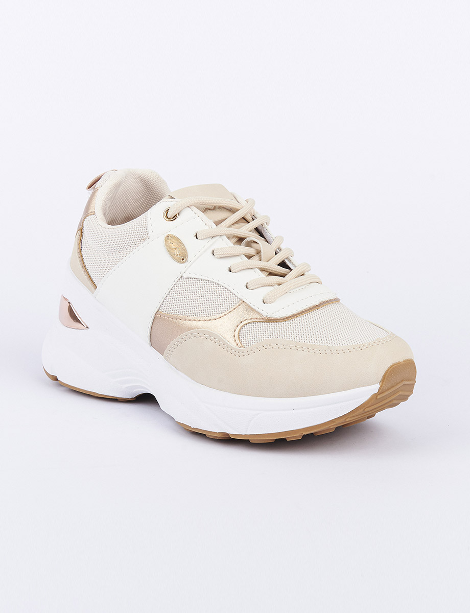 Sneaker Combinado Nude con Cordones