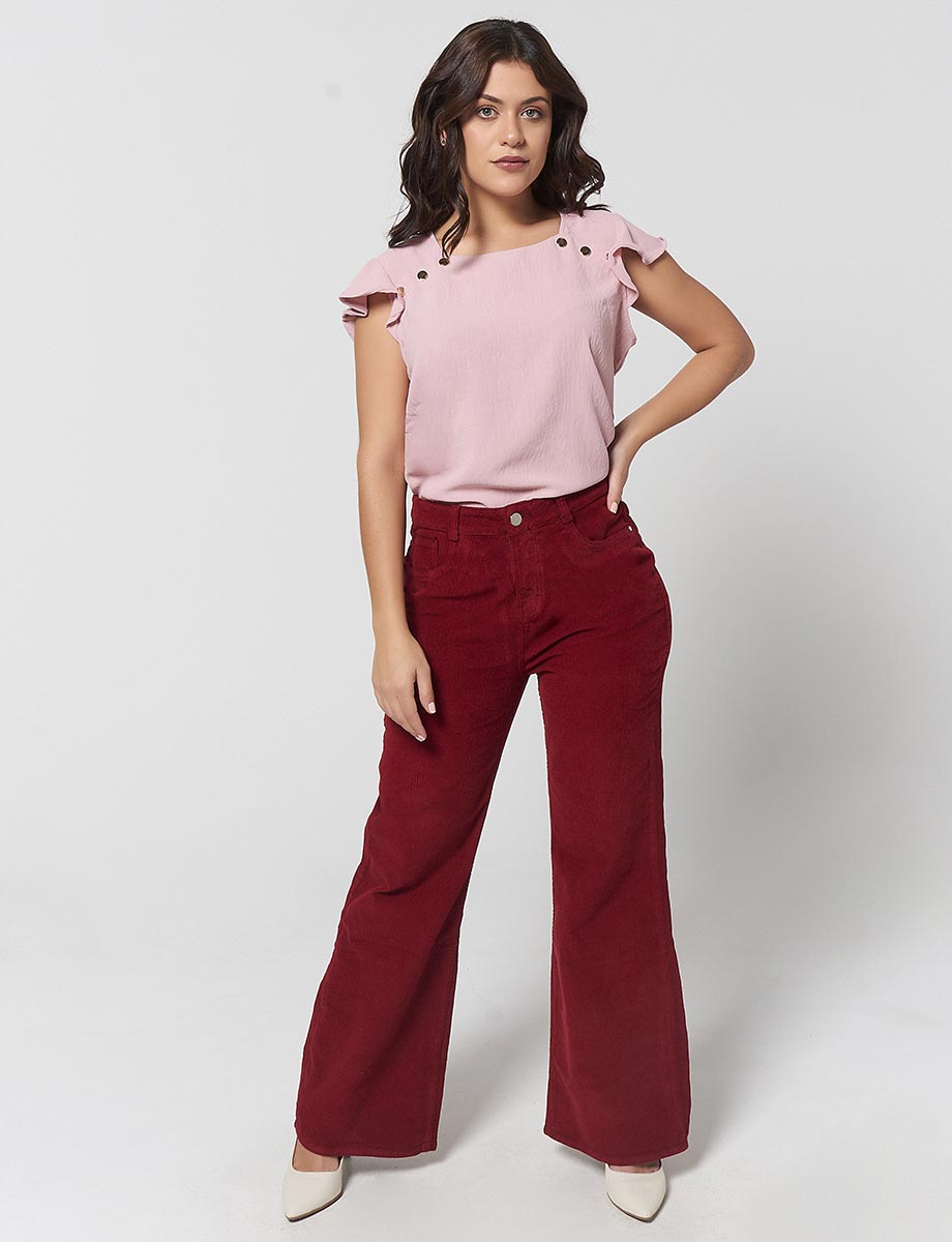 Pantalón Bota Ancha Vino