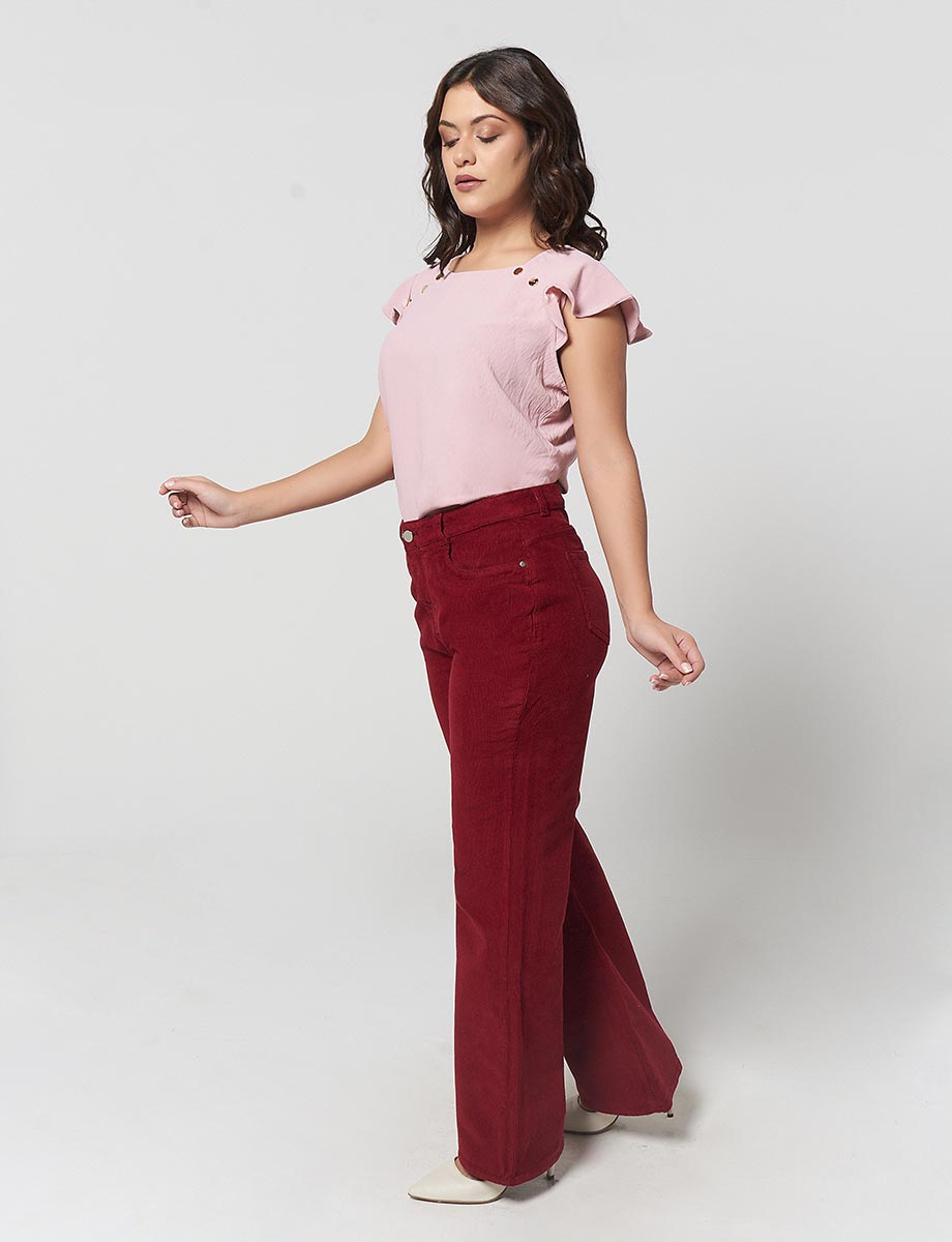 Pantalón Bota Ancha Vino