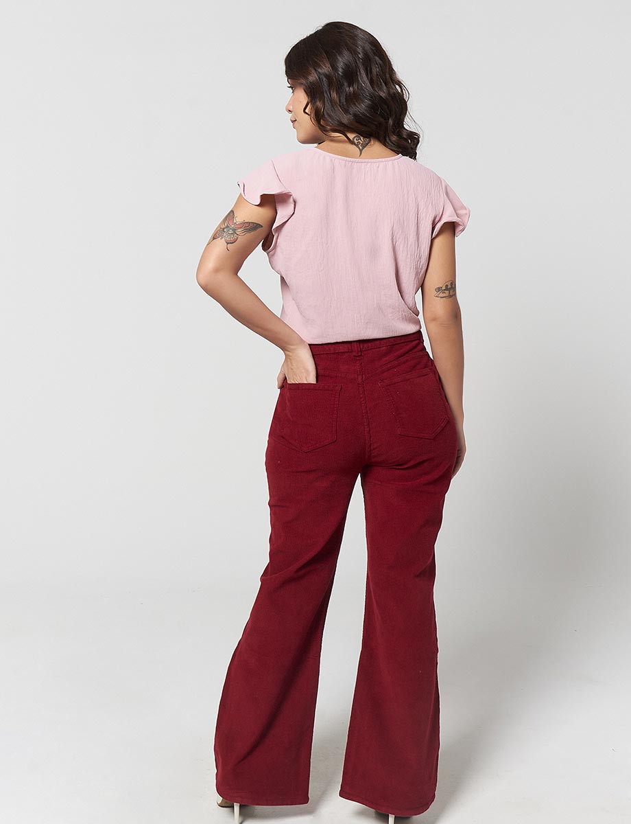 Pantalón Bota Ancha Vino