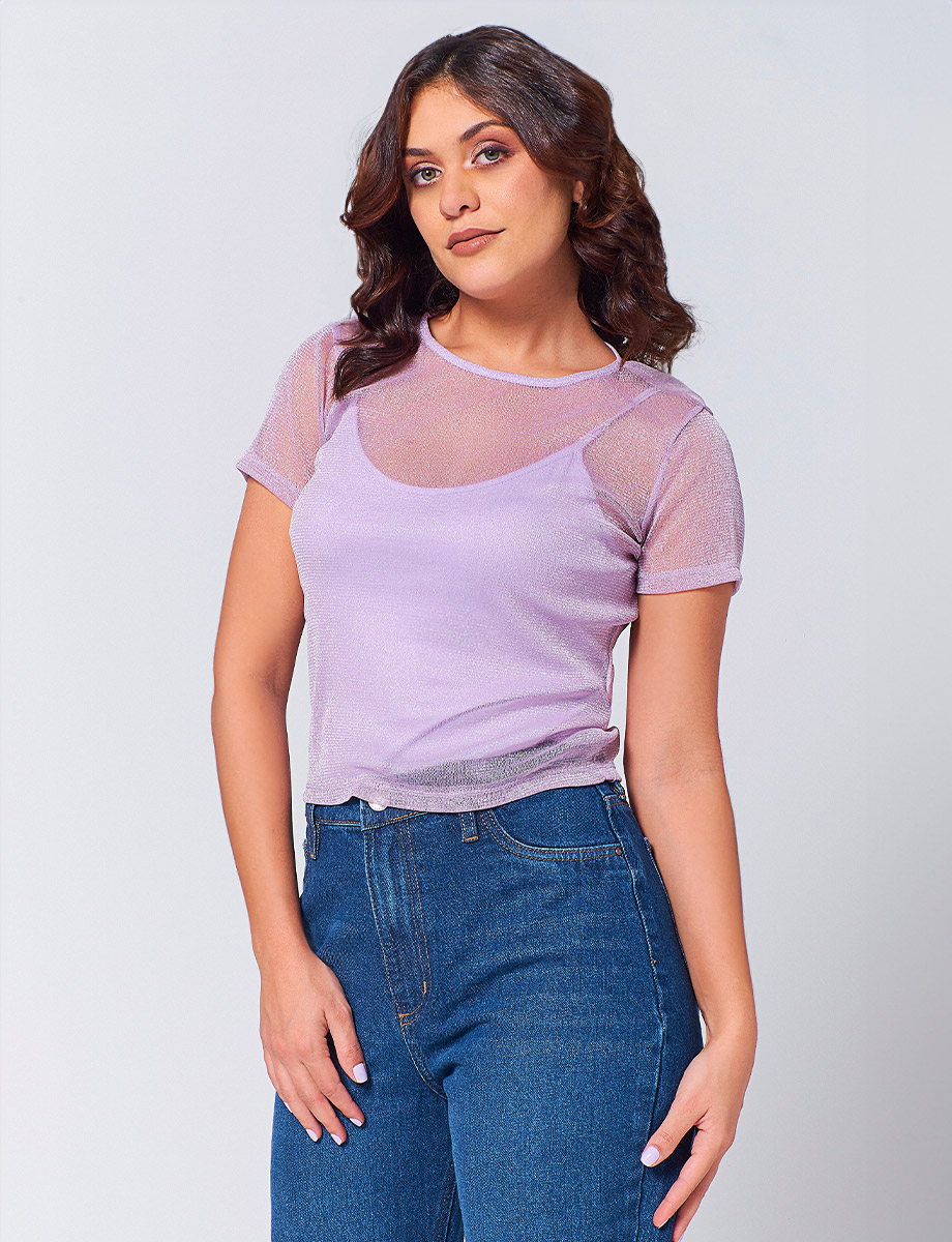 Blusa Transparente Lila