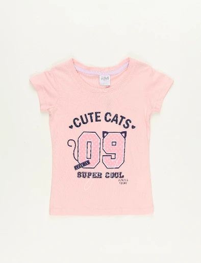 Camiseta Pre Cute Cats Rosado