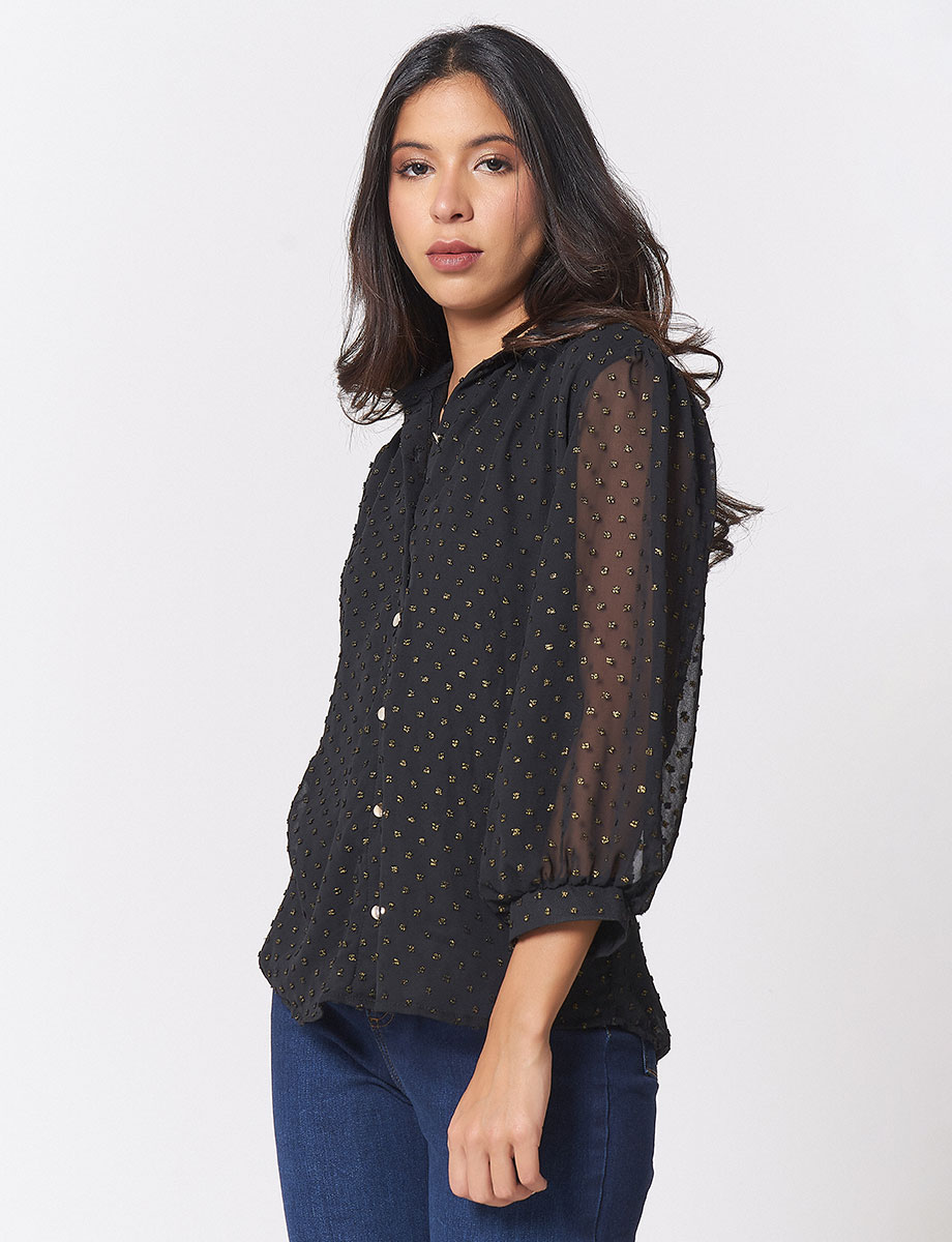 Blusa con Transparencias Negro