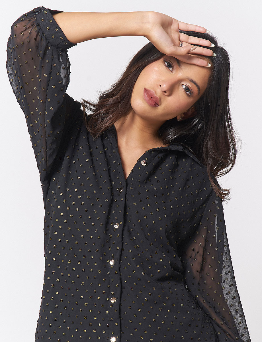 Blusa con Transparencias Negro