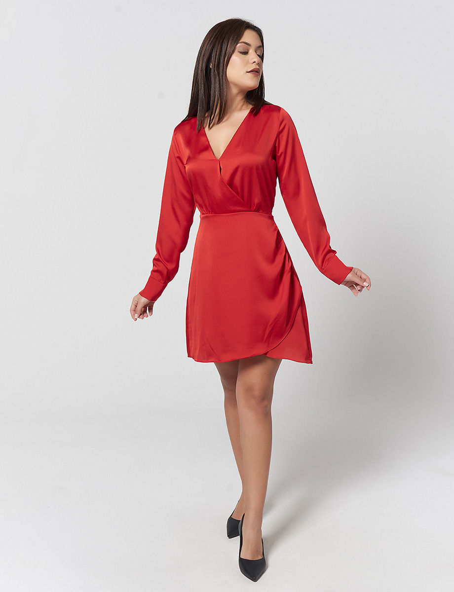 Vestido Cruzado en Rojo