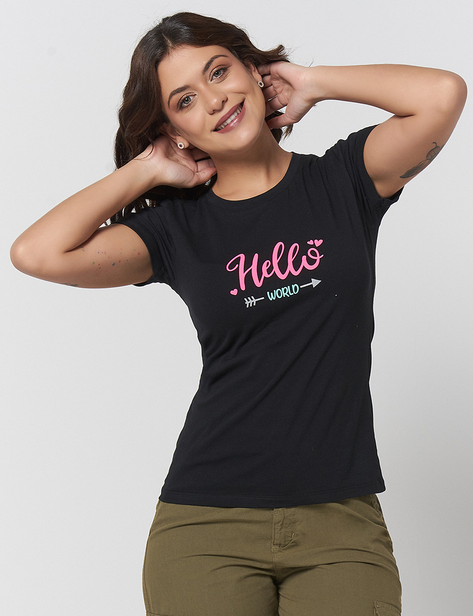Camiseta Hello Negro