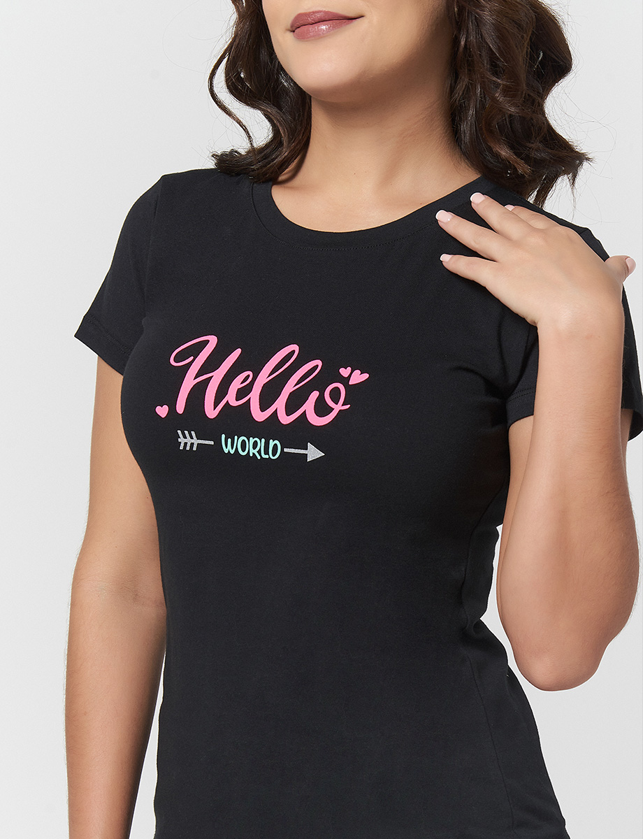 Camiseta Hello Negro