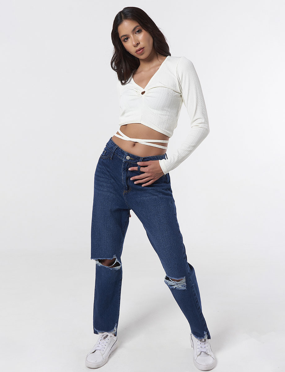 Jean Mon Fit Rotos Azul
