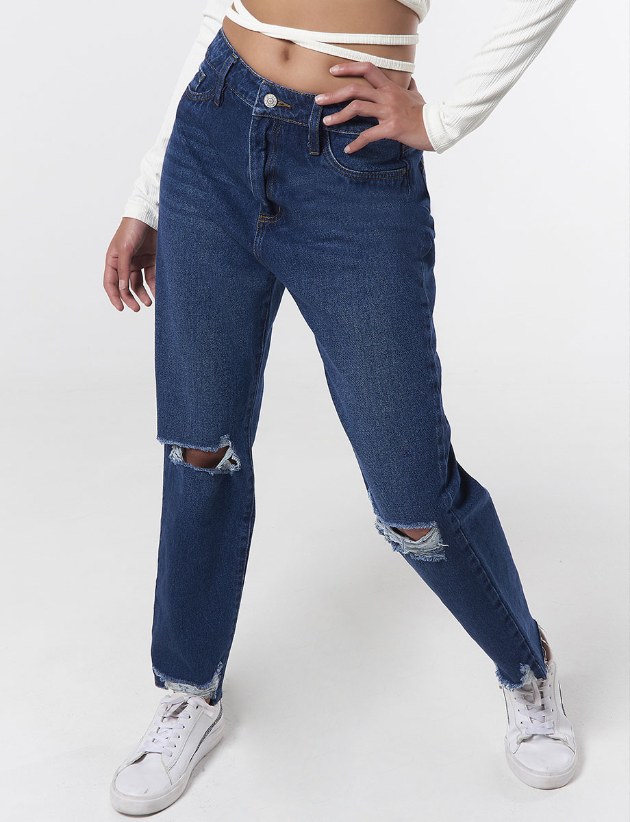 Jean Mon Fit Rotos Azul