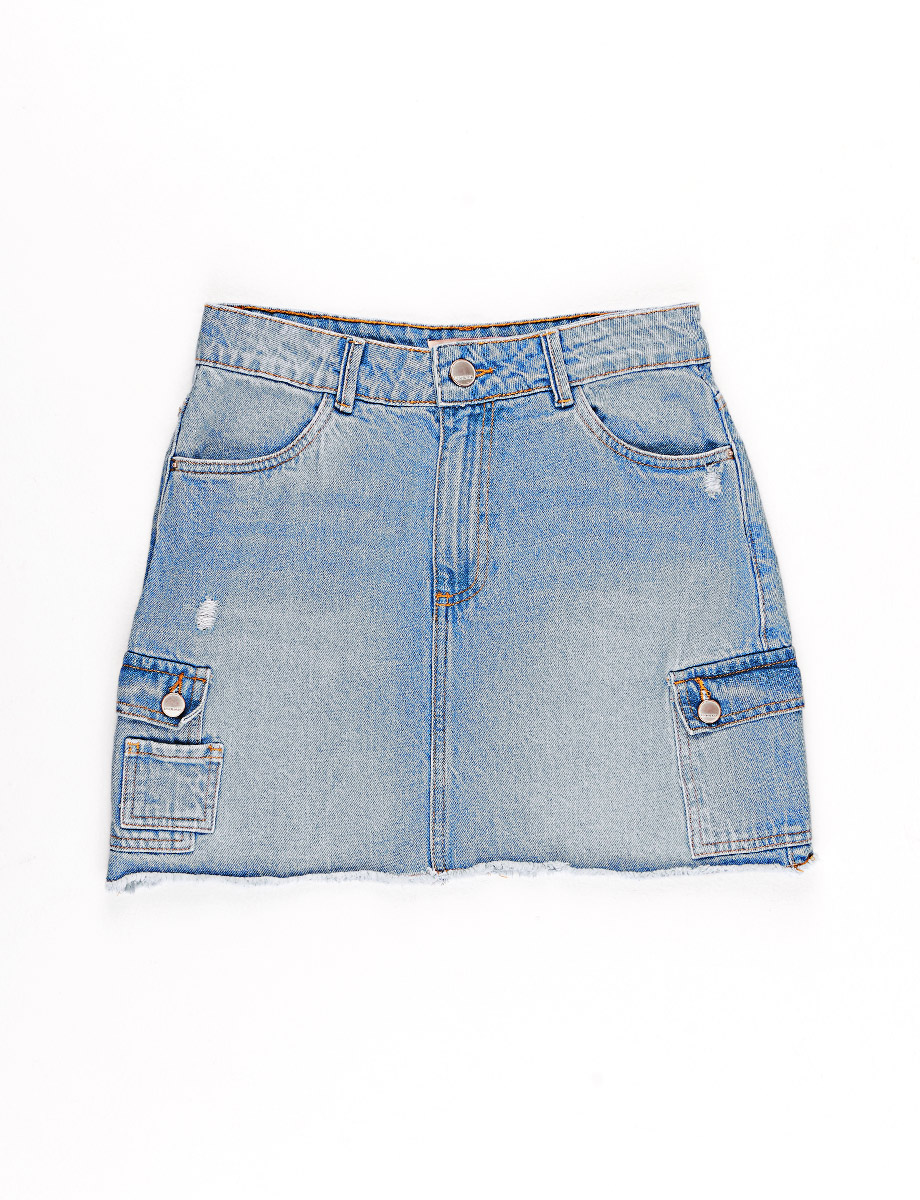 Falda Jean Cargo Azul claro