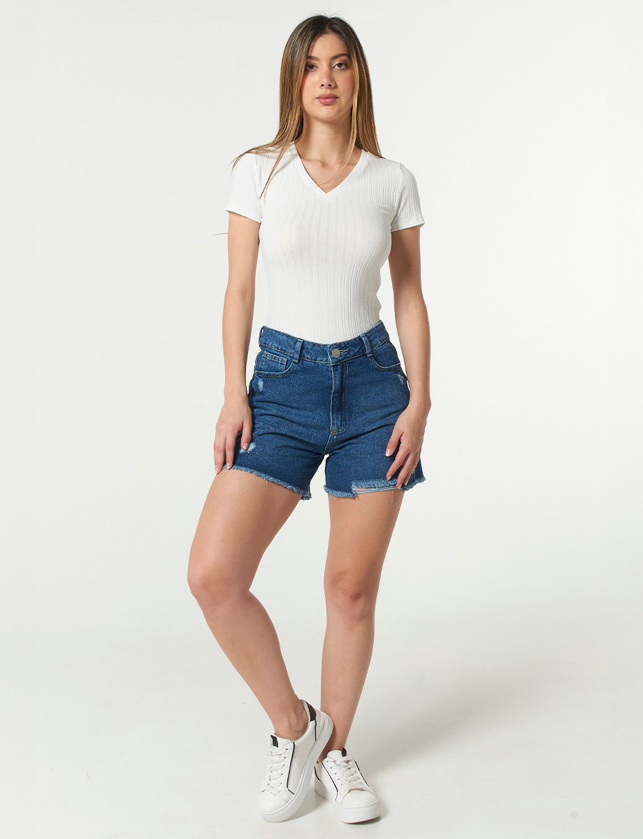Short Desflecado Azul Oscuro