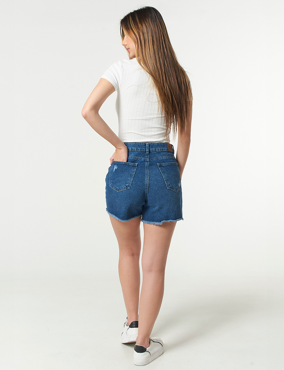 Short Desflecado Azul Oscuro