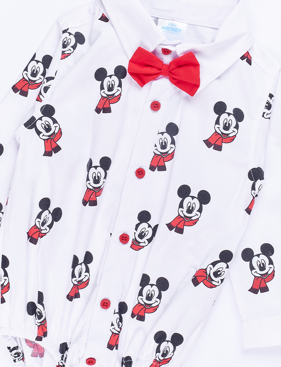 Camisa + Corbatín Print Mickey Blanco