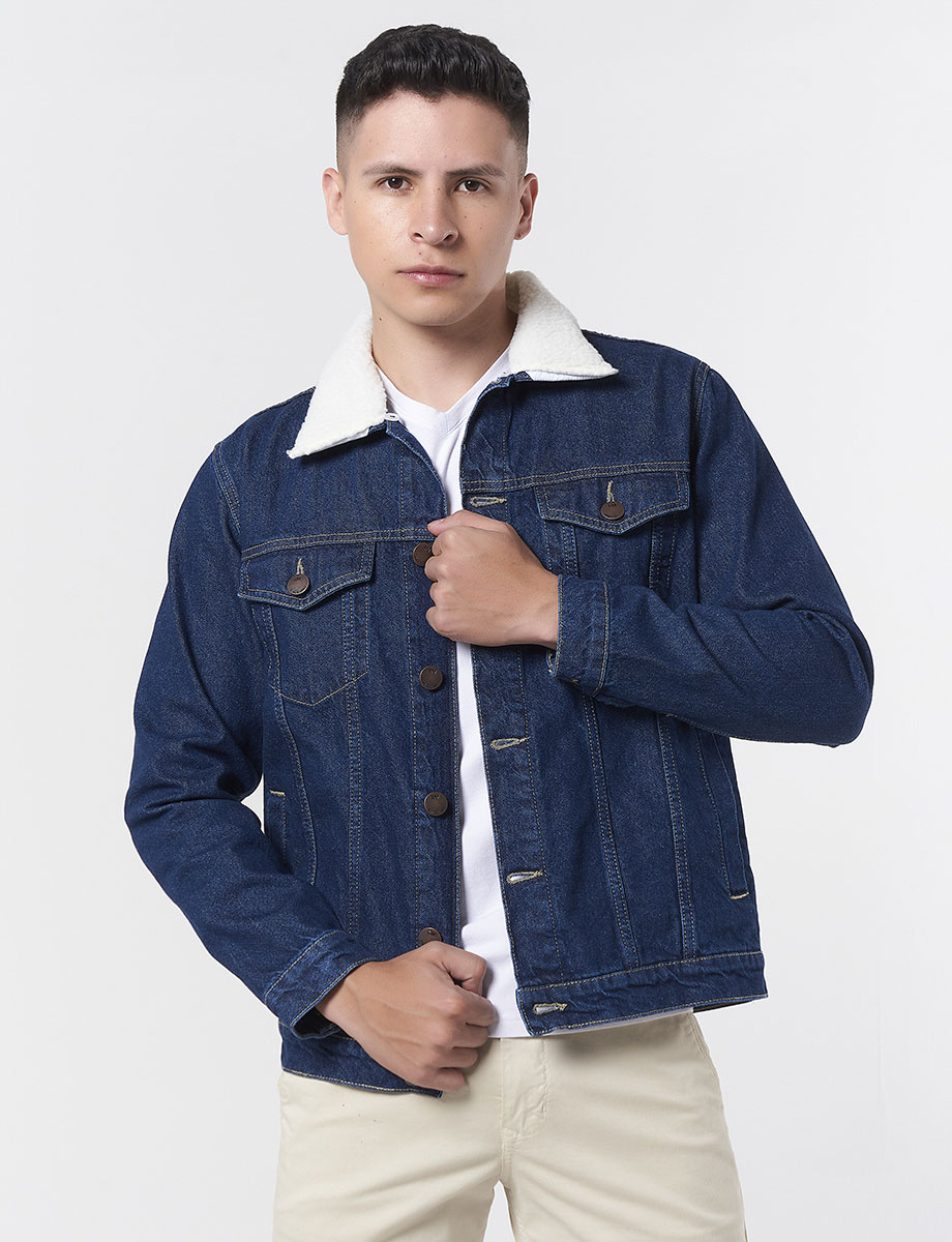 Chaqueta Cuello Borrego Azul Jean