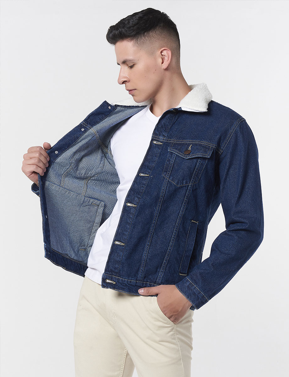 Chaqueta Cuello Borrego Azul Jean
