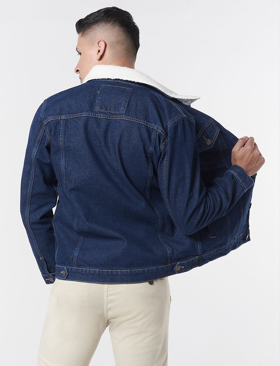 Chaqueta Cuello Borrego Azul Jean