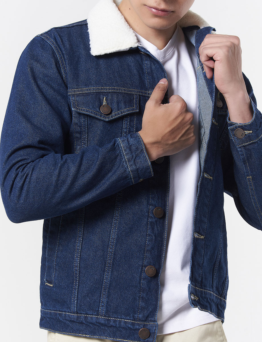 Chaqueta Cuello Borrego Azul Jean