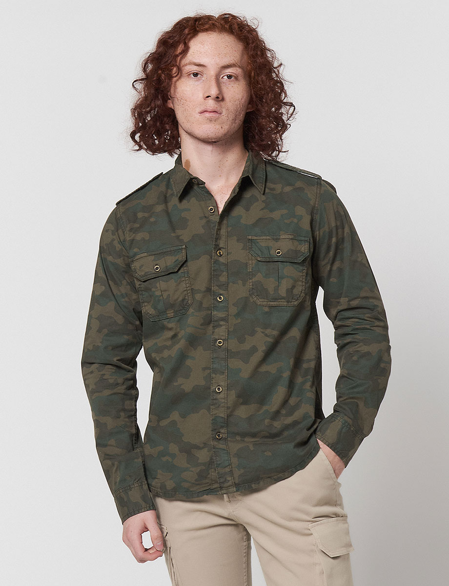 Camisa con Bolsillos Verde MIlitar