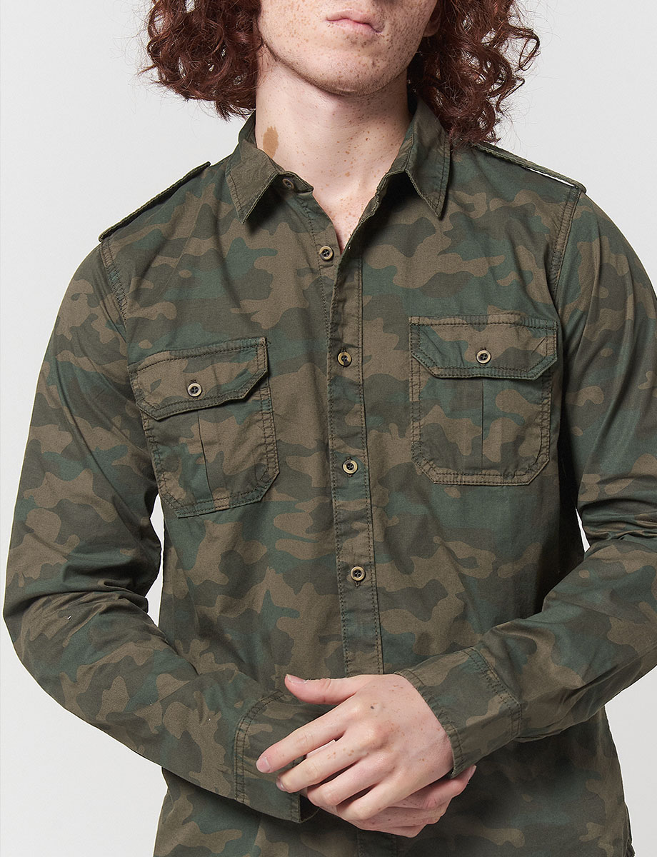 Camisa con Bolsillos Verde MIlitar