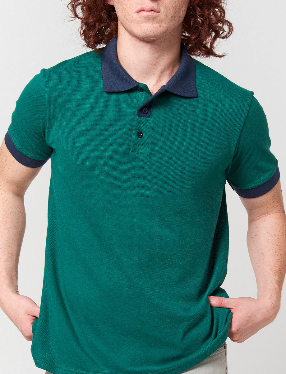 Camiseta Polo Verde/Azul LLana