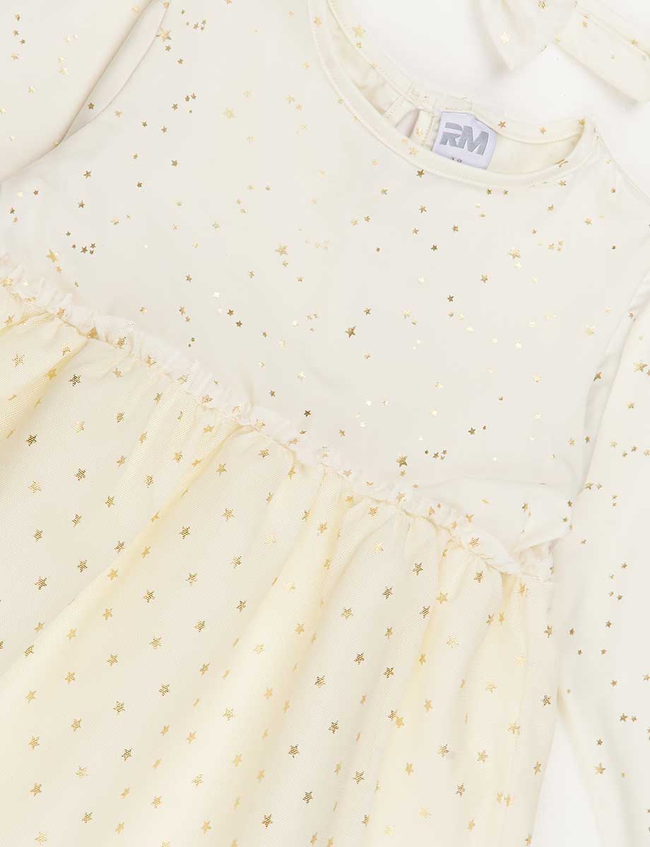 Vestido Manga Larga Crudo