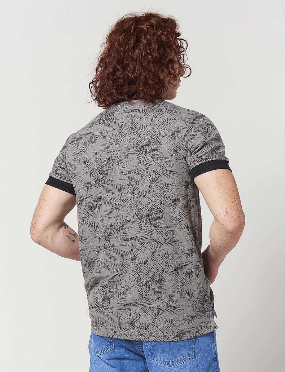 Camiseta Polo Gris Estampada