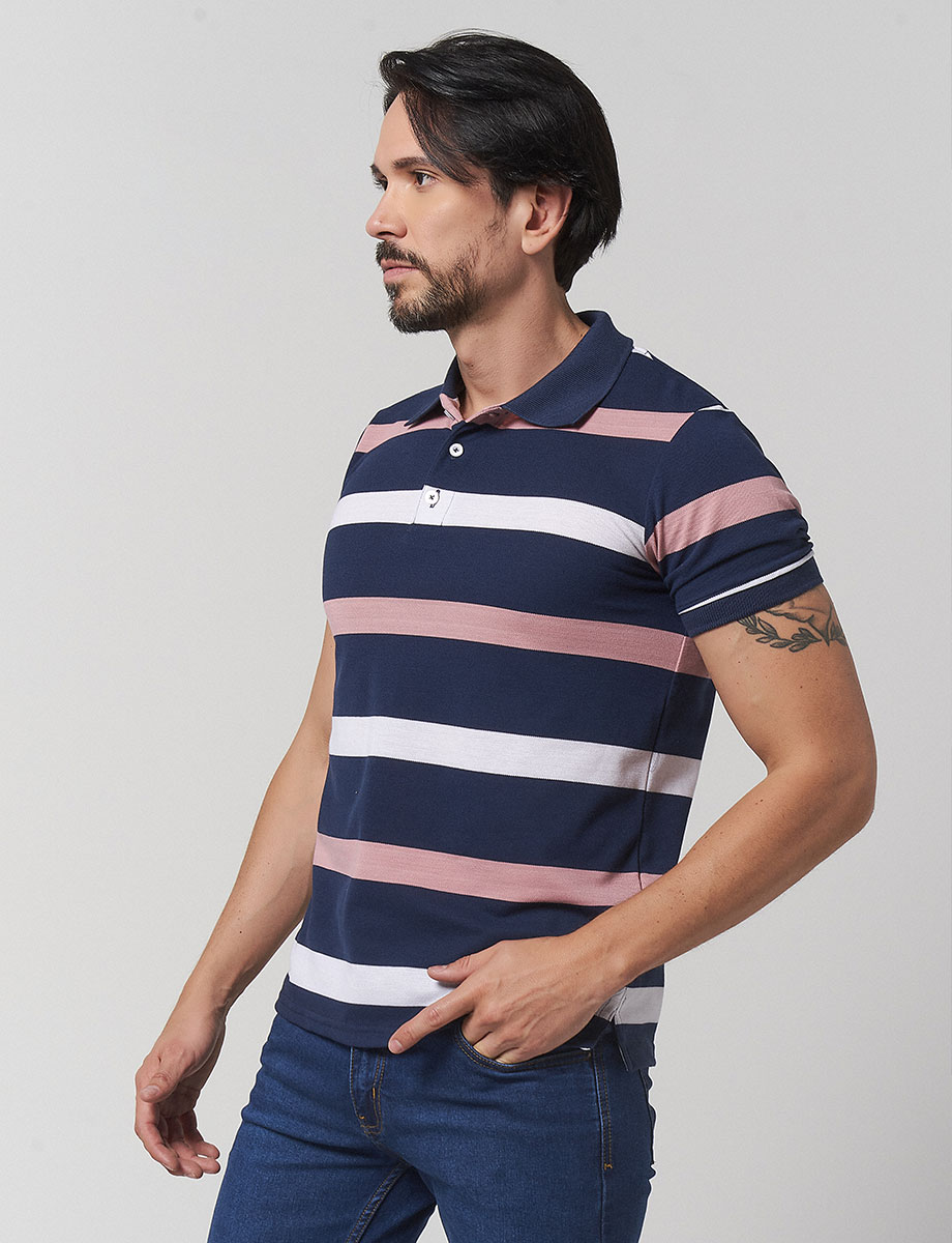 Camiseta Polo Rayas Azul
