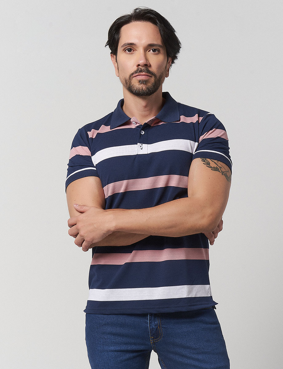 Camiseta Polo Rayas Azul