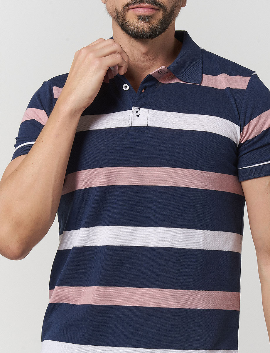 Camiseta Polo Rayas Azul