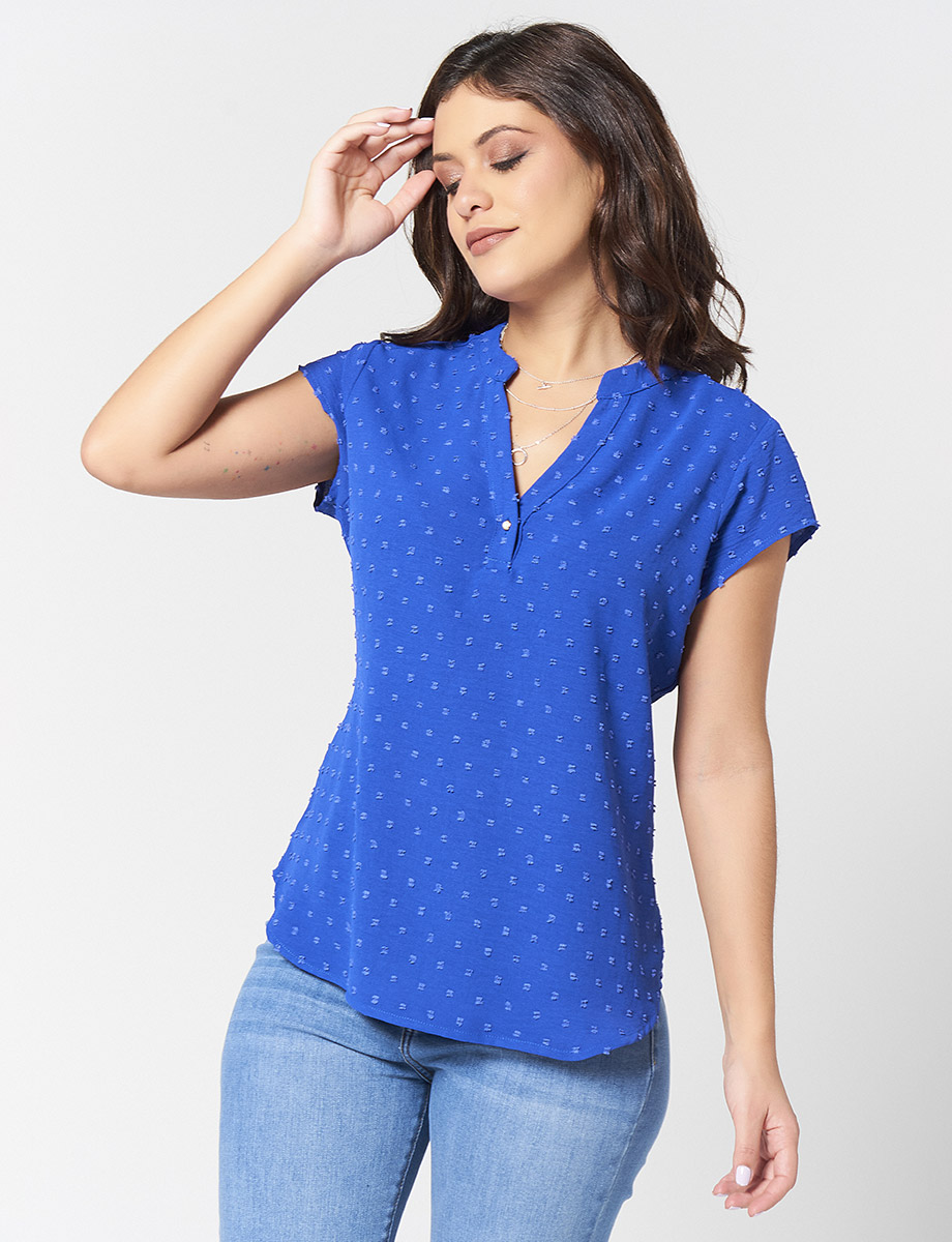 Blusa Azul Eléctrico con Textura