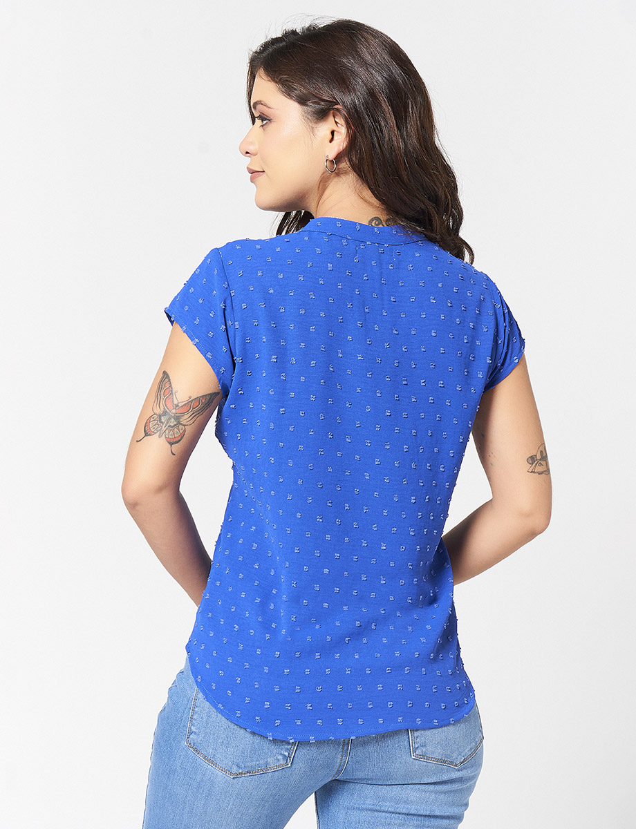 Blusa Azul Eléctrico con Textura