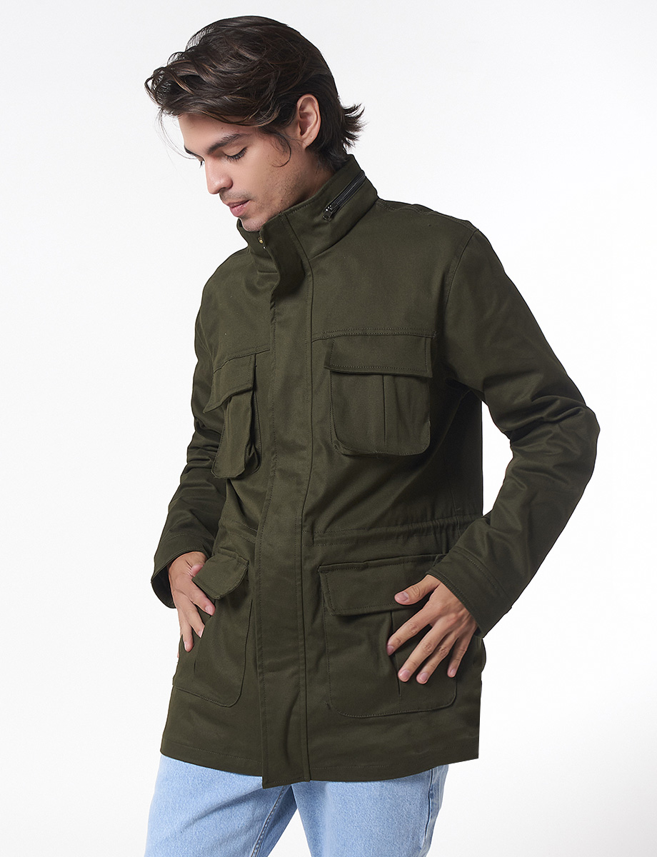 Parka Gabardina Verde Militar