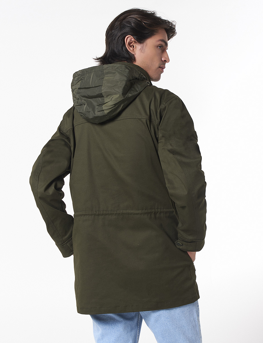 Parka Gabardina Verde Militar